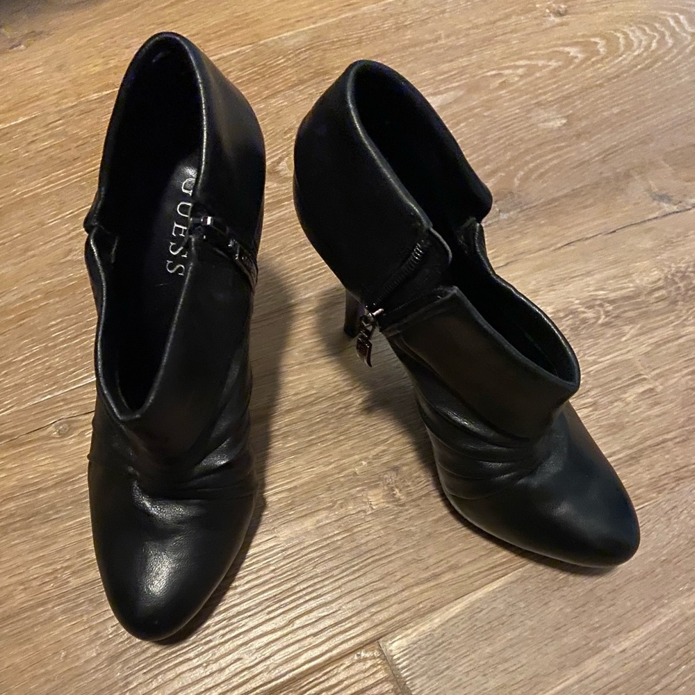 Guess black leather booties. Size 7.